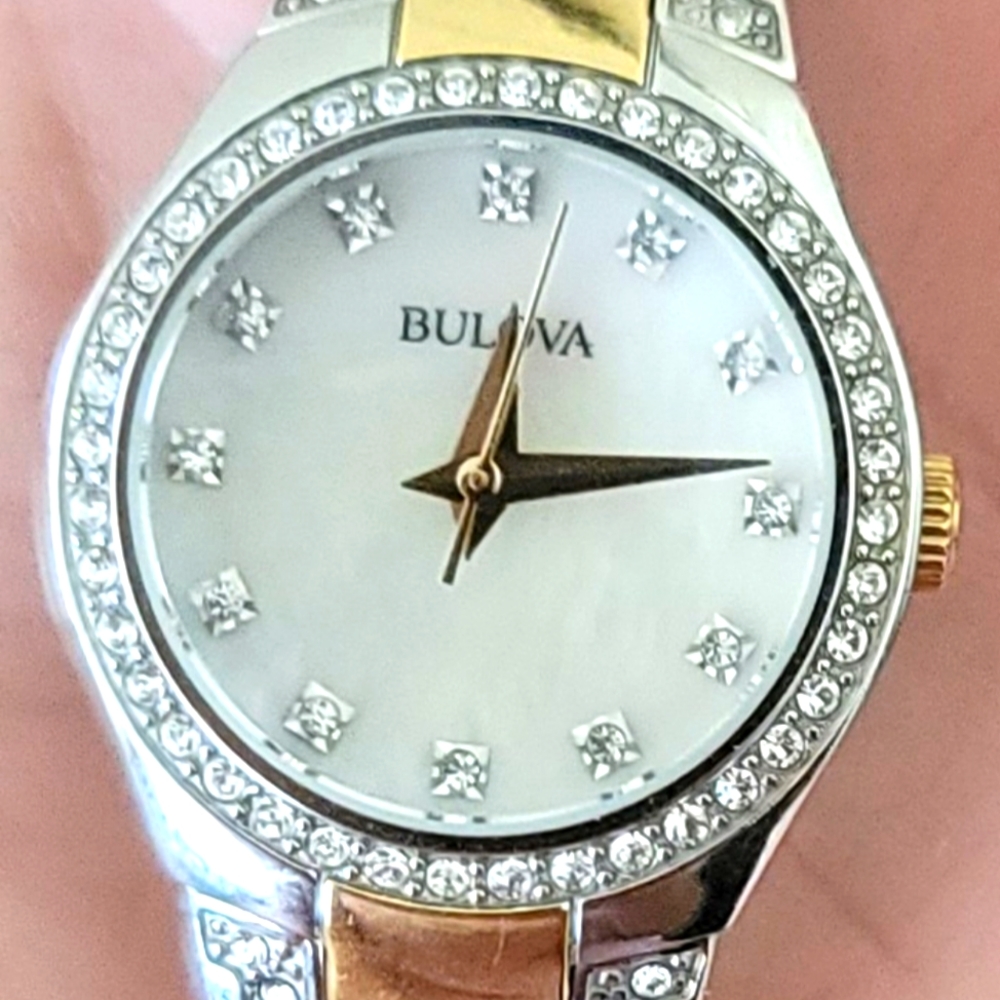 Ladies' Bulova Two-Tone Crystal Accent Watch